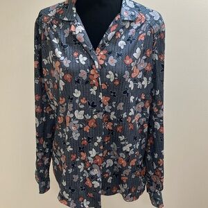 Groovy vintage Montgomery Ward flowered blouse L/XL